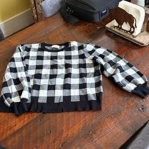 Black and White Checkered Women's Sweater